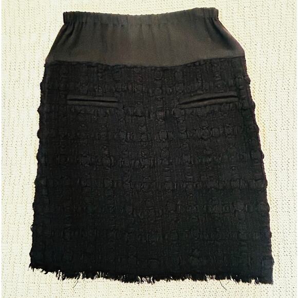 Chanel Square Button Black Tweed Jacket Blazer Skirt Suit FR 44 46 US 8 10 12 14 - Picture 10 of 15